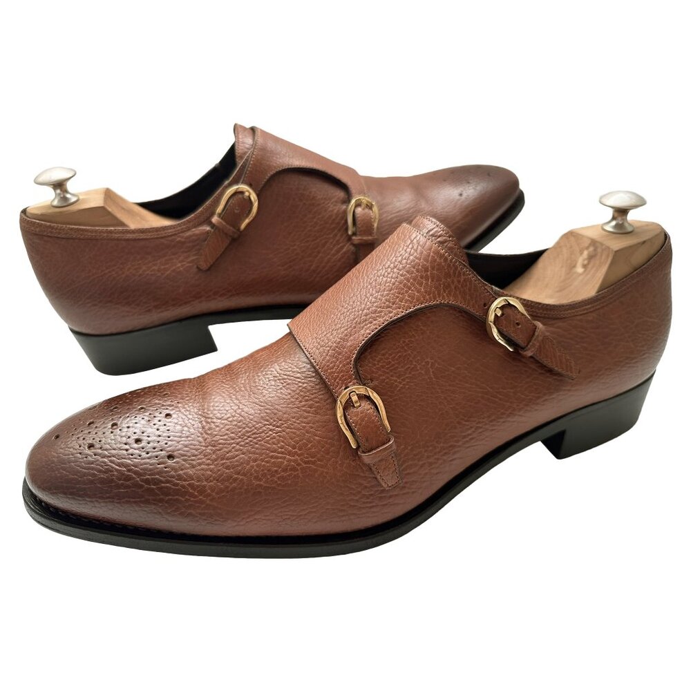 $2400 Salvatore Ferragamo TRAMEZZA Limited Edition Shoes Double Monk Strap 13 D
